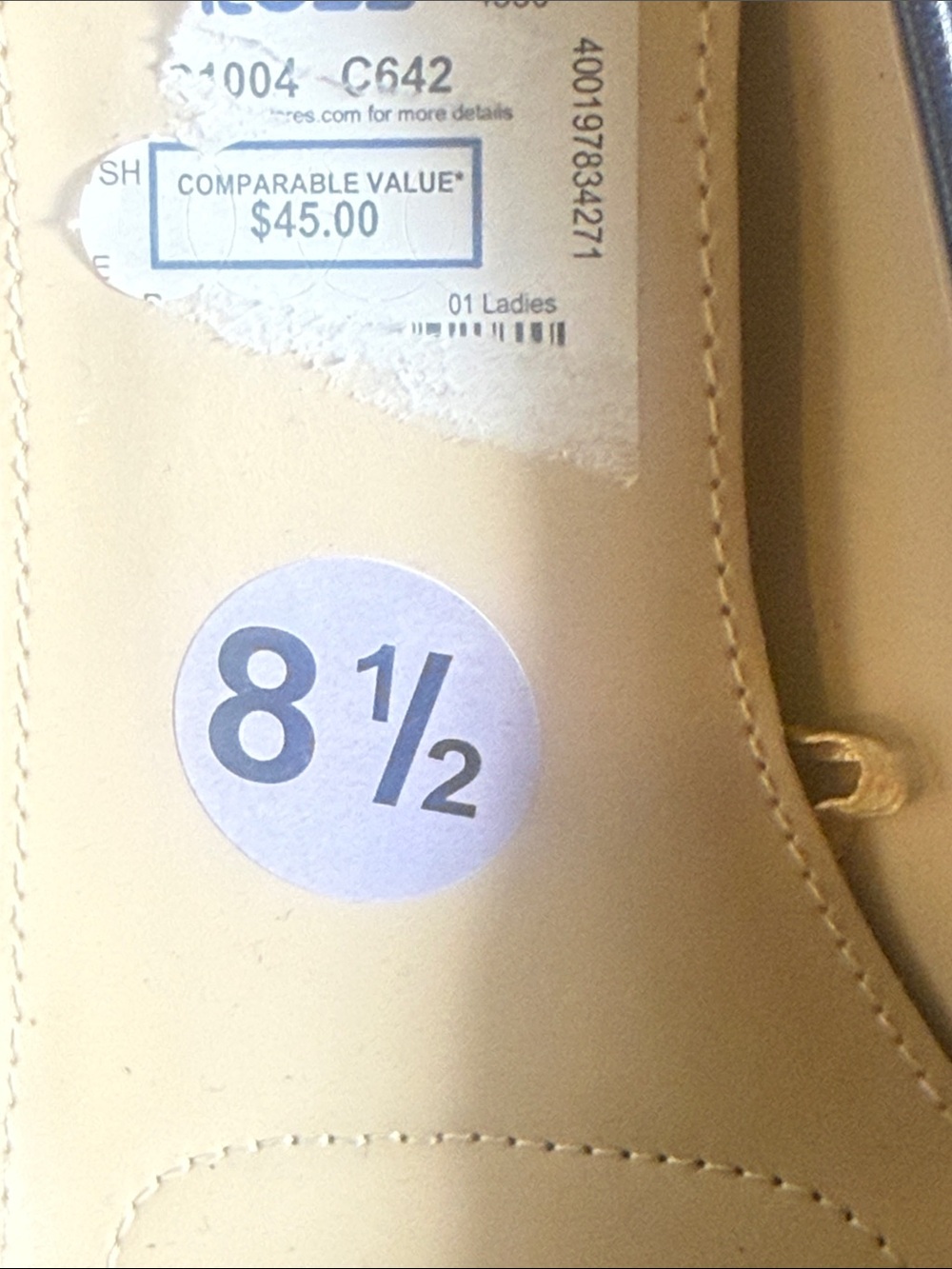 Jones New York Navy Pointed Toe Pumps with Gold Buckle - Picture 5 of 7